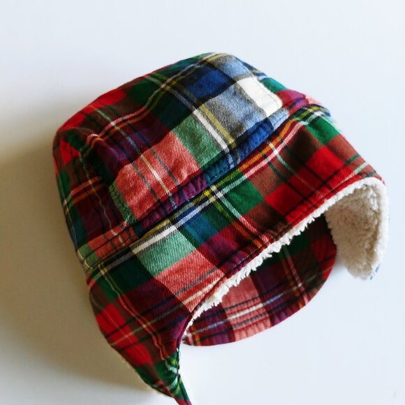 Baby Gap Plaid Sherpa Trapper Hat 12-18 Months (48 cm) - Picture 5 of 11
